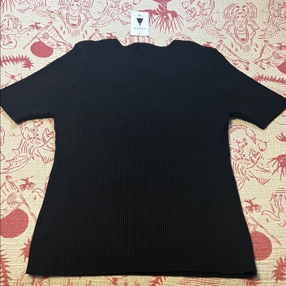 Zesica Elegant Black Ribbed Short Sleeve Sweater size XXL - Picture 9 of 12